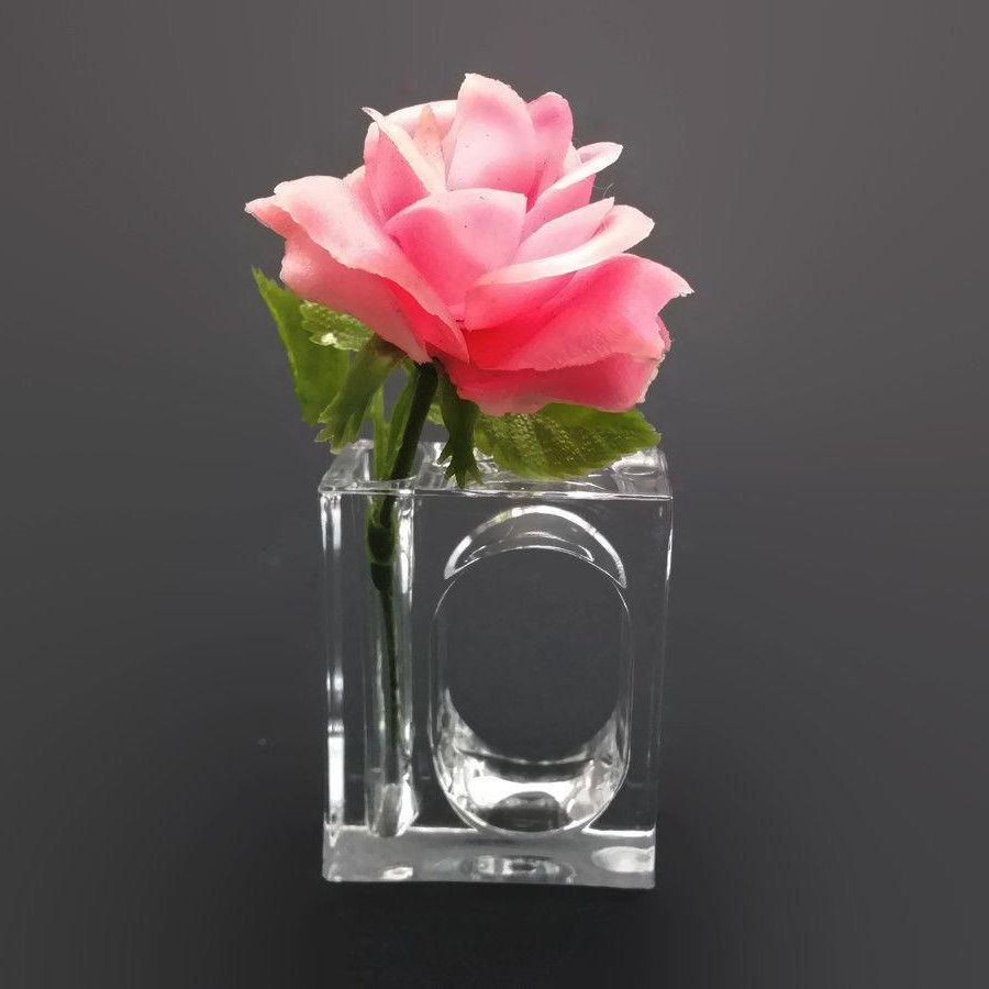 Clear Acrylic Bud Vase Napkin Rings Wedding Flower Holders Square Plexiglass Buckle Restaurant Bar Lucite Napkin Ring Holder